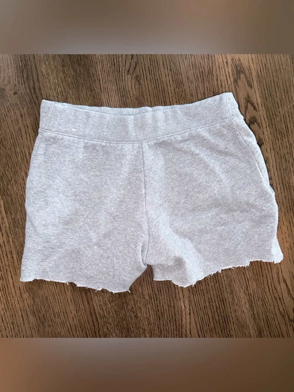 Nike Girls Youth Large Light Gray Cutoff Sweat Shorts with White Logo